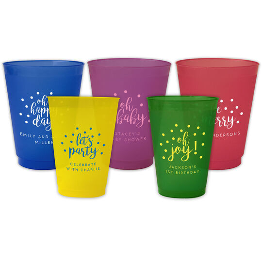 Personalized Confetti Dot Colored Frosted Cups